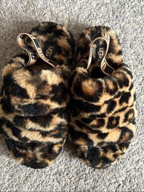 UGG Leopard Faux-Fur Slide Slippers - Brown & Black nwot